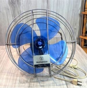 VINTAGE WESTINGHOUSE COBALT BLUE FLIPPER DESK FAN AL10-1